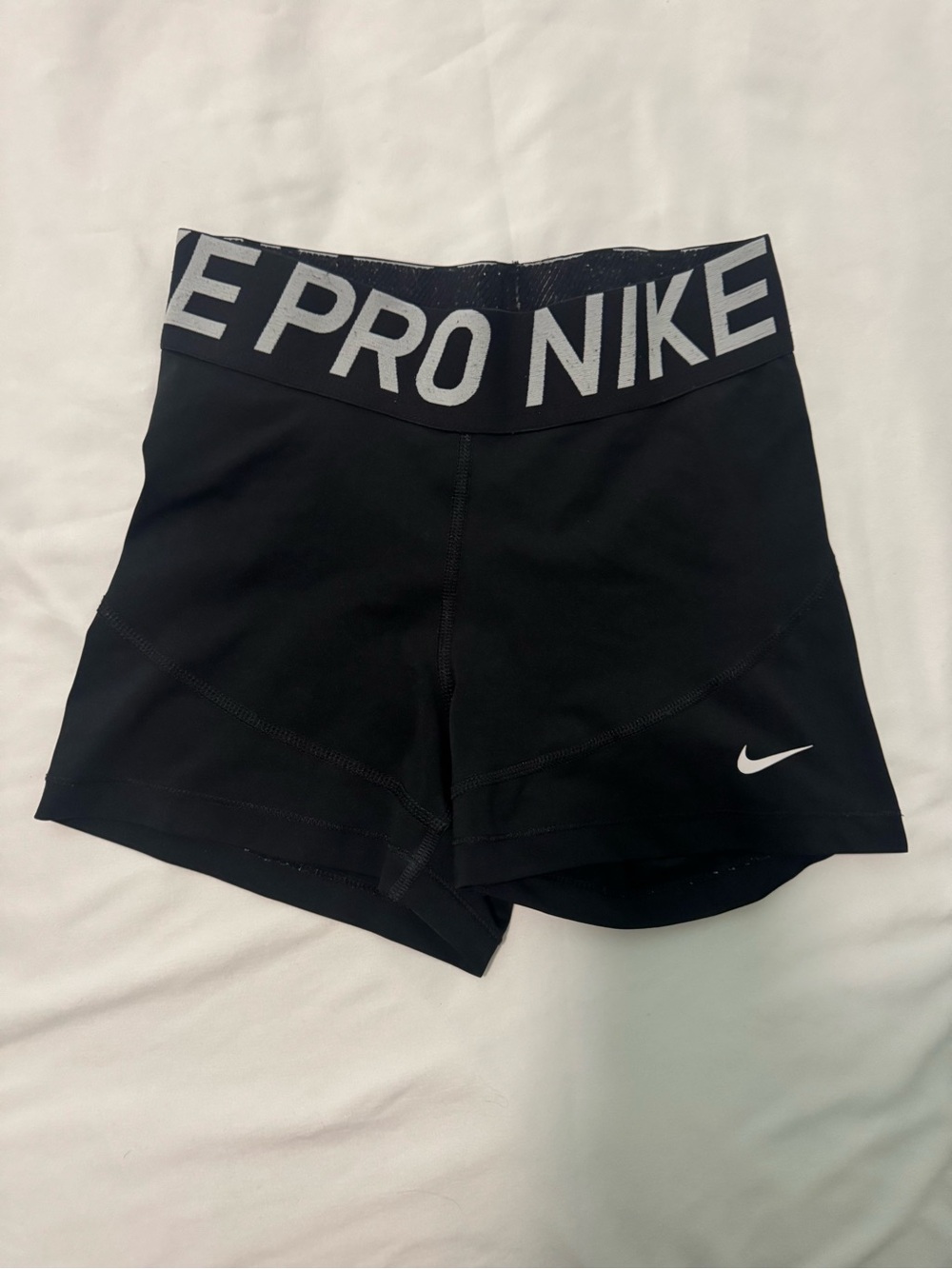 Nike Pro Compression Bike Shorts- Logo Waistband - Black and White Swoosh